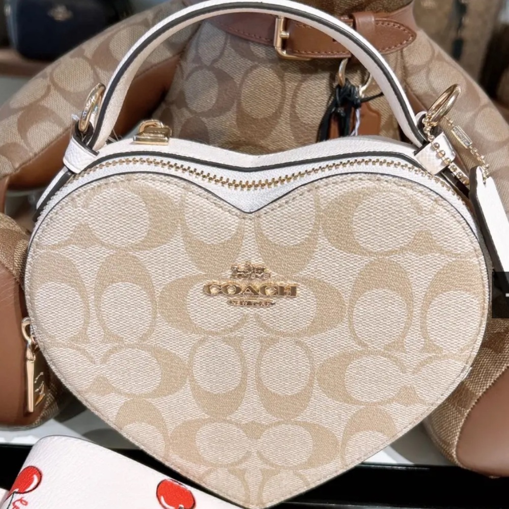 Coach Heart-Shaped Crossbody Bag in Cream